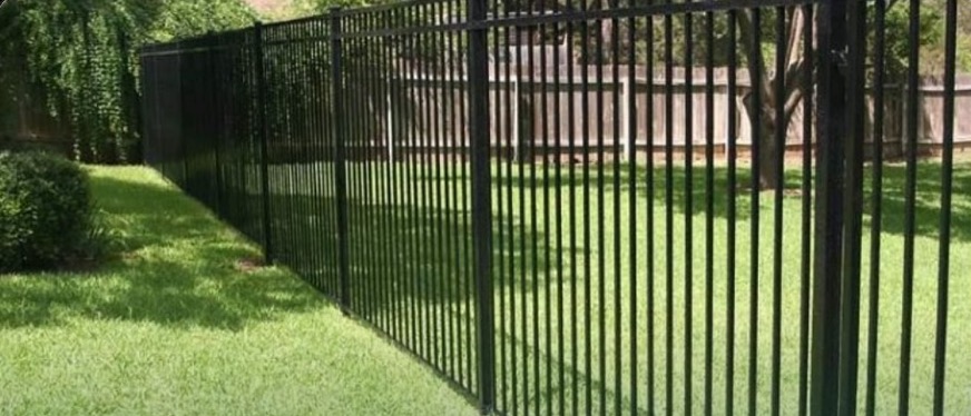 Black ornamental steel fence